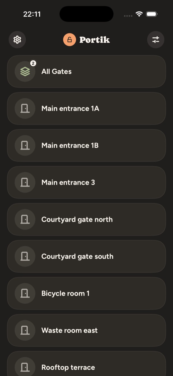 The same list in dark appearance